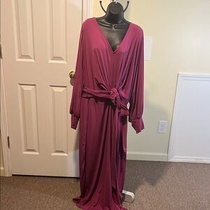 Eloquii Rich Purple Maxi Dress with Tie